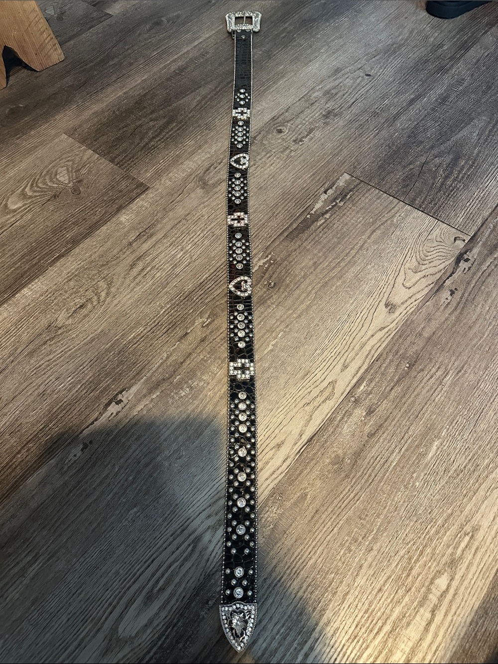 Black Western Rhinestone Studded Belt